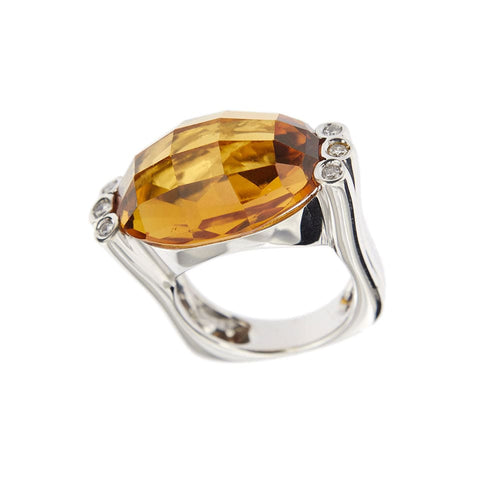 Bague 56 Bague citrine et diamants 58 Facettes 12776