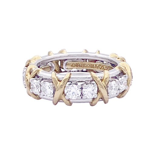 Bague 48 Bague Tiffany & Co. "Sixteen Stones Jean Schlumberger" or jaune, platine, diamants. 58 Facettes 33710
