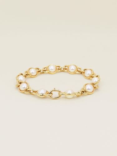 Bracelet Bracelet chaîne vintage or jaune perles Akoya 58 Facettes 1204.5