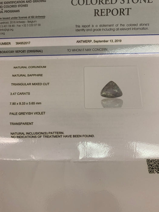 Gemstone Saphir bicolore non chauffé 3,47cts certificat IGI 58 Facettes 479