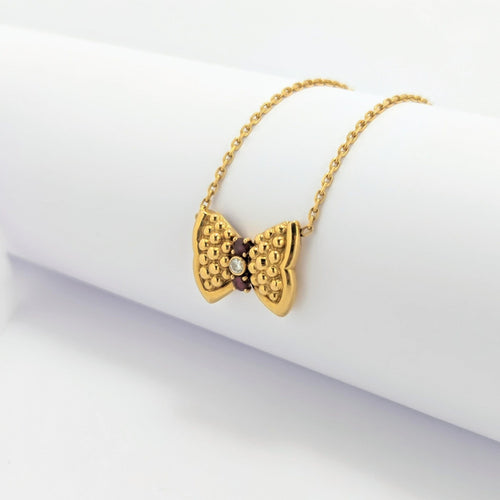 Collier FRED - Collier Nœud or jaune, diamant et rubis 58 Facettes 28068