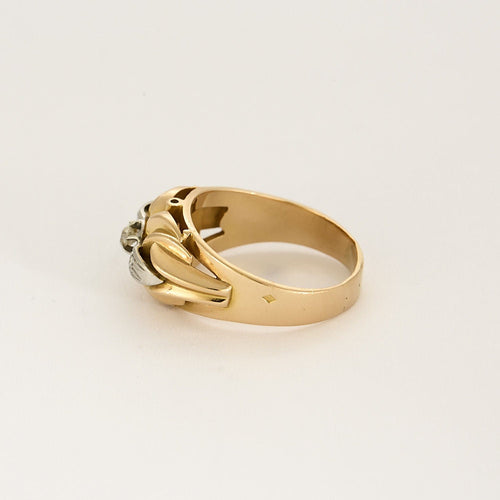 Bague 55,5 Bague or jaune, platine et diamants 58 Facettes HOU5529