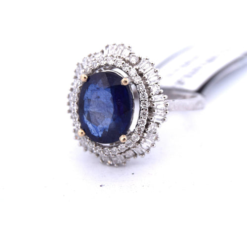 Bague 53 Bague en or avec saphir et diamant 58 Facettes