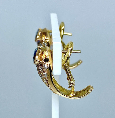 Boucles d'oreilles Boucles d’oreilles Saphirs navettes Diamants 58 Facettes AB235