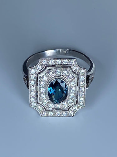 Bague 50 Bague Art Deco en Or jaune, diamants et saphir 58 Facettes