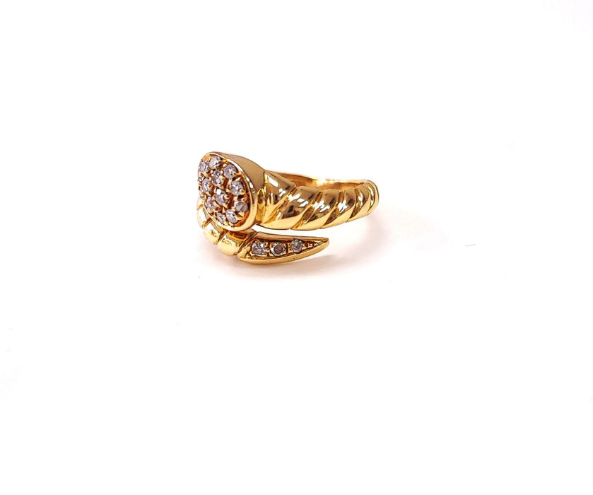 Gold and diamond snake ring