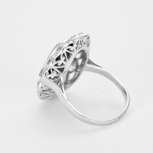 Bague 52 Bague pompadour platine, saphir et diamants 58 Facettes