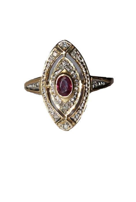 Bague 55 Bague marquise rubis et diamants 58 Facettes 572