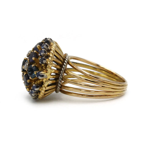 Bague 50 Bague Cocktail - Or jaune, Diamants & Saphirs 58 Facettes 250390R