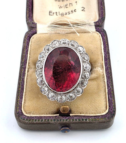 Bague 56 Bague en or blanc avec tourmaline naturelle et diamants 58 Facettes