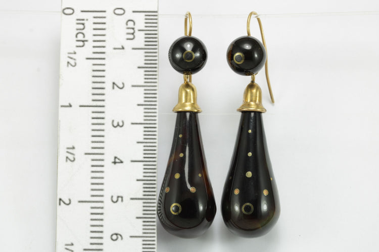 Boucles d'oreilles Antique Tortoiseshell Piquè Gold Earrings 58 Facettes 3286