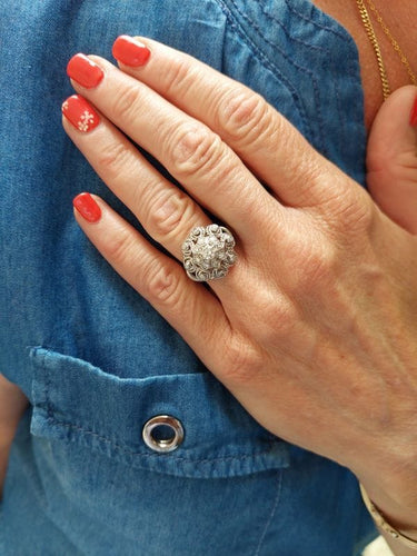 Bague 54 Bague fleur or blanc et diamants 58 Facettes 088891