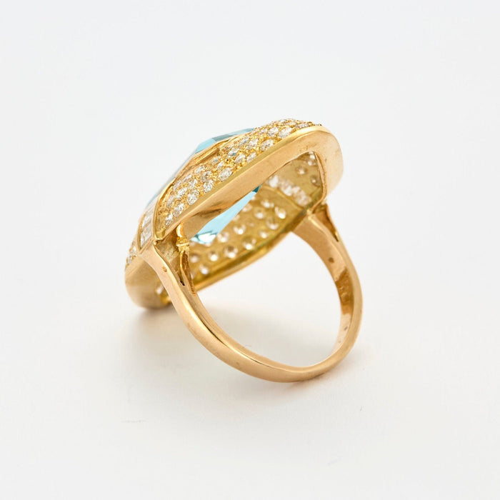 Bague 52 Bague Marquise or jaune aigue marine diamants 58 Facettes