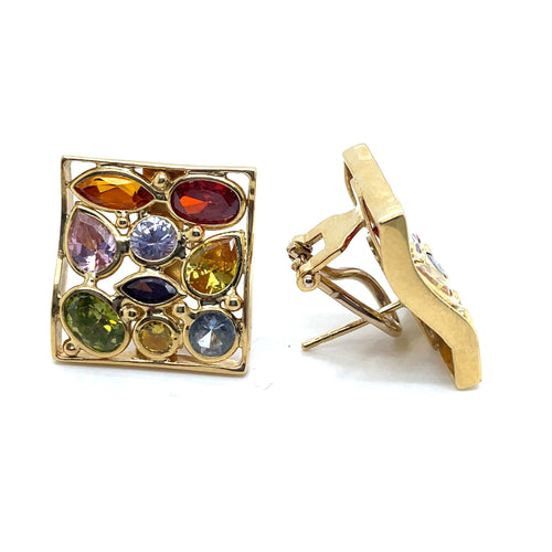 Boucles d'oreilles Boucles d'oreilles en or jaune et pierres fines 58 Facettes