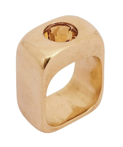 Bague 51 Jean DINH VAN, Bague rare en or et citrine, édition originale, 1971 58 Facettes