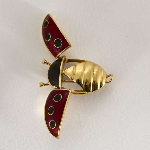 Broche Broche porte bonheur "Coccinelle" en or jaune et émaux 58 Facettes CHS0705