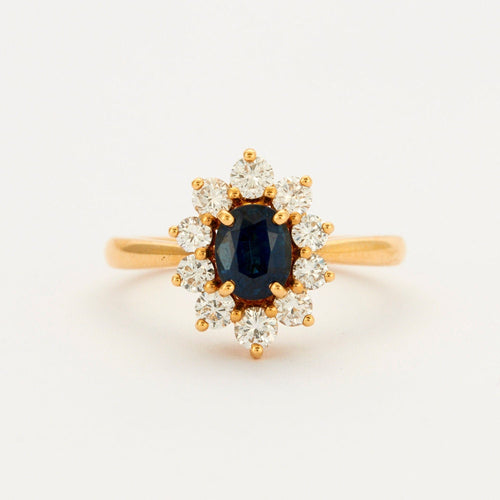 Bague 51.5 Bague Marguerite Saphir Bleu & Diamant 58 Facettes 002.202