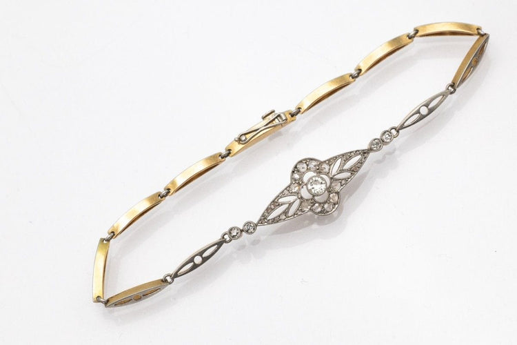 Bracelet Bracelet en or jaune et platine avec diamants du début du XXe siècle 58 Facettes 10584
