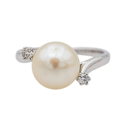 Bague 48.5 Bague Perle Or blanc Diamant, Perle 58 Facettes 3837302RV