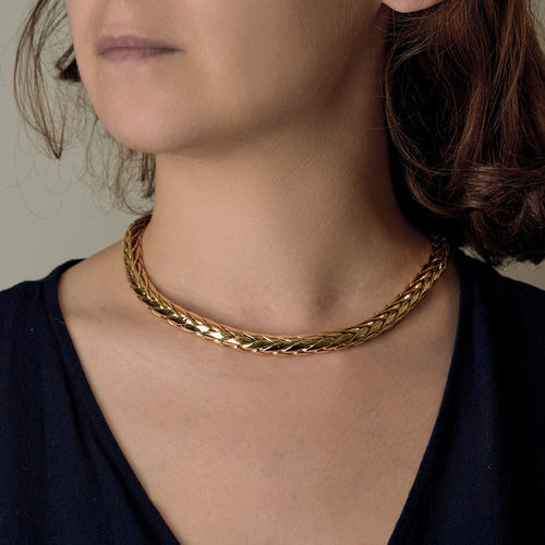 Collier Caplain - Collier en or jaune à maille palmier 58 Facettes ASN0629