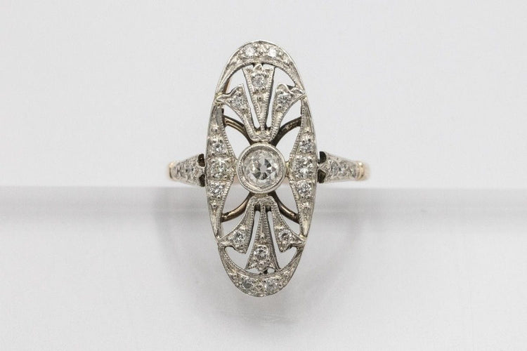 54 Unique Art Déco ring with diamonds, 1930s/1940s 58 Facettes 11284