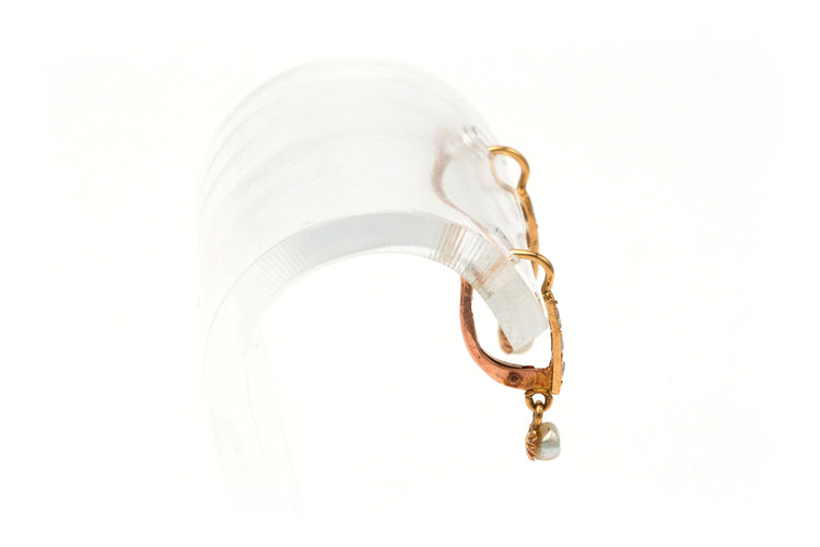 Boucles d'oreilles Boucles d'oreilles Art Déco en or jaune serties de perles et de diamants 58 Facettes 20038