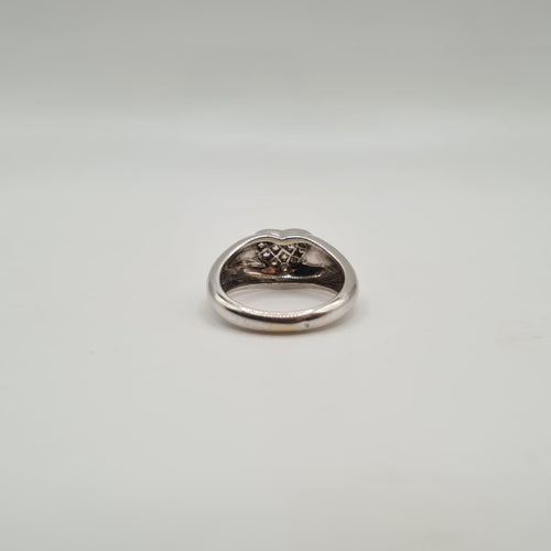 Bague 54 Bague cœur or blanc 18 carats sertie de diamants 58 Facettes