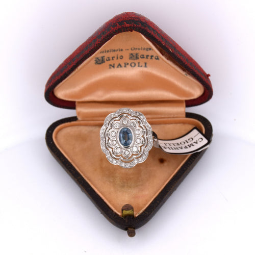 ANELLO IN PLATINO - ACQUAMARINA SI DIAMANTI