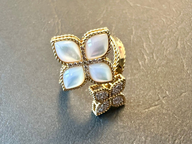 Bague 54.5 Roberto Coin - Bague Venetian Princess nacre diamants 58 Facettes