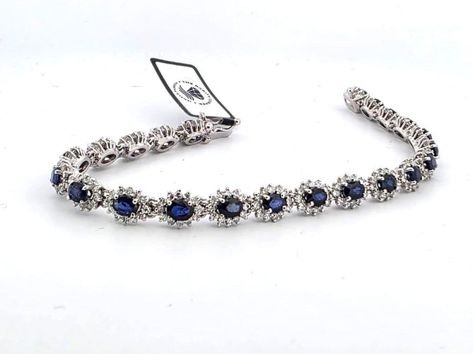 Bracelet Bracelet en or blanc 18 carats serti de saphirs et de diamants, 1973 G 58 Facettes