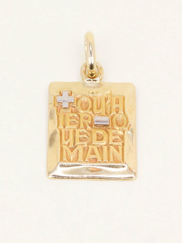 Pendentif Medaille Augis rectangulaire Plus hier Moins Demain or jaune 58 Facettes 1202.3