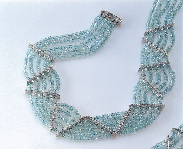 Collier Collier aigue-marine et diamant 58 Facettes IG-200141