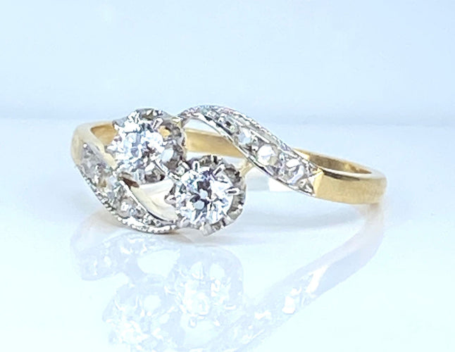 Bague 54 Bague toi et moi en or 18 carats en diamants, vers 1900 58 Facettes AB553