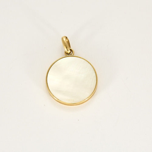 Pendentif Médaille en nacre et or jaune 18kt ange Raphaël 58 Facettes