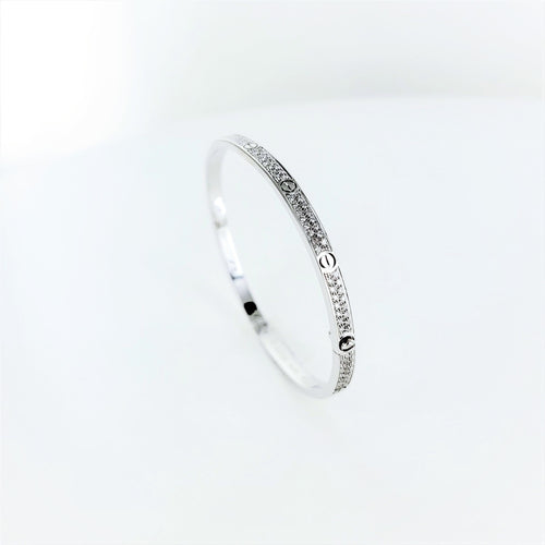 Bracelet CARTIER - Bracelet love or blanc pavé diamants 58 Facettes