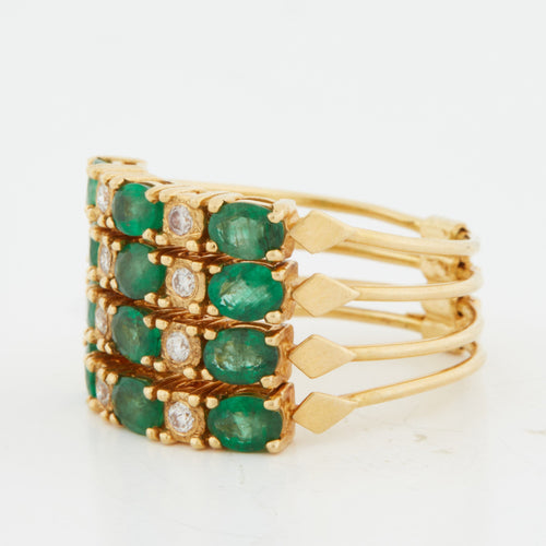 Bague 54 Bague Or Jaune - Émeraudes et Diamants 58 Facettes RÉF 9014/15