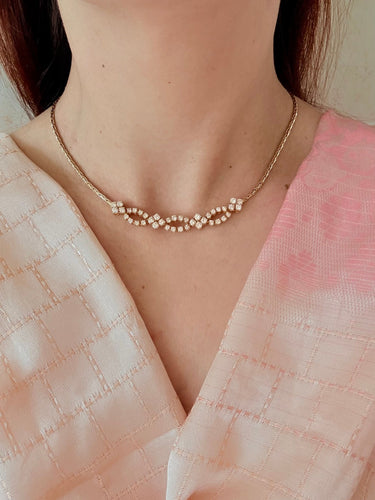 Collier Collier vintage italien en or jaune et blanc avec diamants naturels de 3,0 ct 58 Facettes