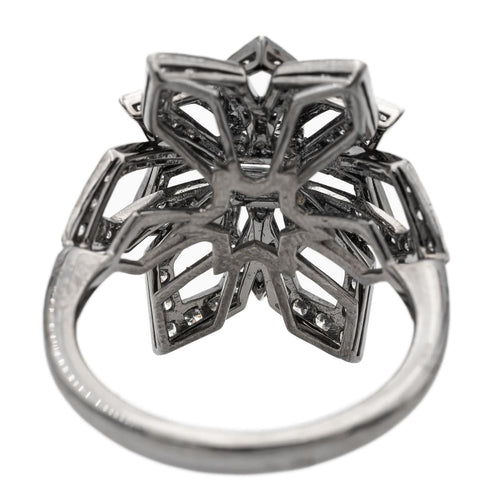 Bague 55 Bague Fleur Or noir Diamant 58 Facettes 578700RV