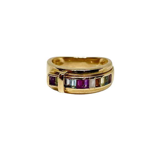 Bague 53 Bague Guy Laroche or jaune et pierres multicolores 58 Facettes