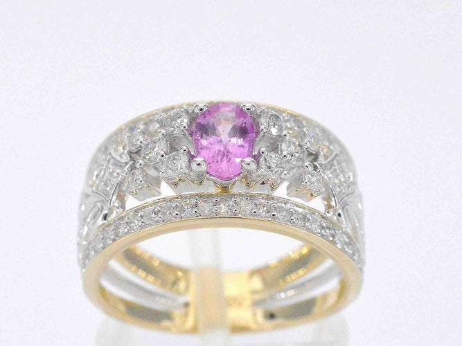 Bague 54 Bague exclusive en or sertie de diamants et d'une pierre précieuse 58 Facettes 2241