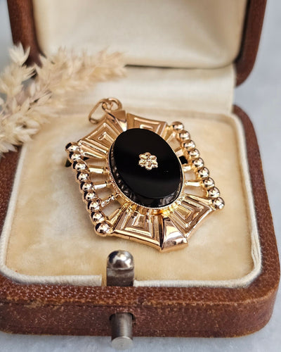 Pendentif Pendentif en or rose et onyx - Art Déco 58 Facettes 672