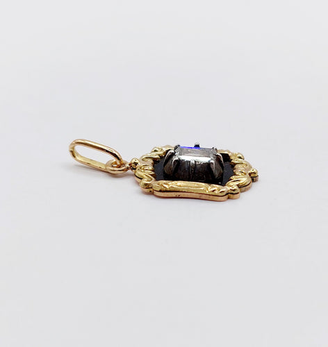 Pendentif Pendentif victorien or jaune et argent, diamant table 5mm (circa 1850) 58 Facettes A06304