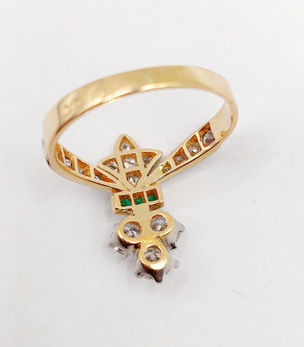 Bague duchesse Art Déco or rose, platine, 1,10 carat diamants et émeraudes 58 Facettes A06228