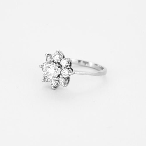 Bague 55 Marguerite Diamant en or blanc 58 Facettes 250129