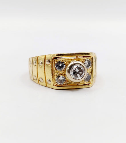 Bague 60 Bague chevalière Art Déco or jaune et diamants 58 Facettes A06309