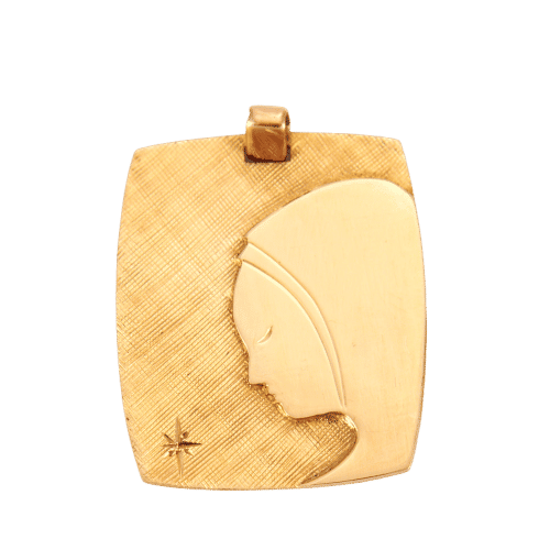 Pendentif Médaille Or Jaune Vintage Vierge Marie 58 Facettes