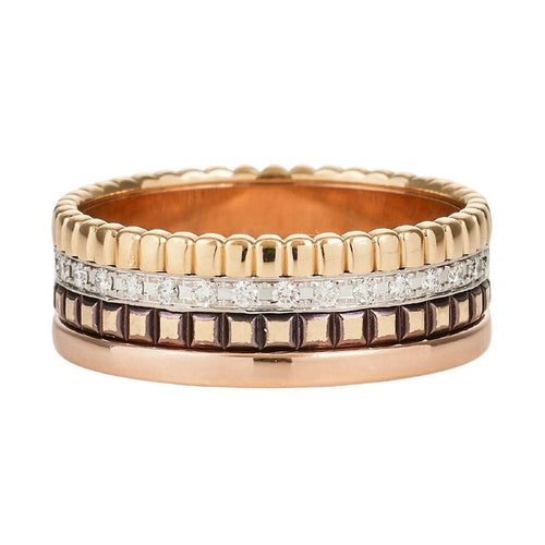 Bague 52 BOUCHERON  - Bague Quatre en trois ors pvd et diamants 58 Facettes