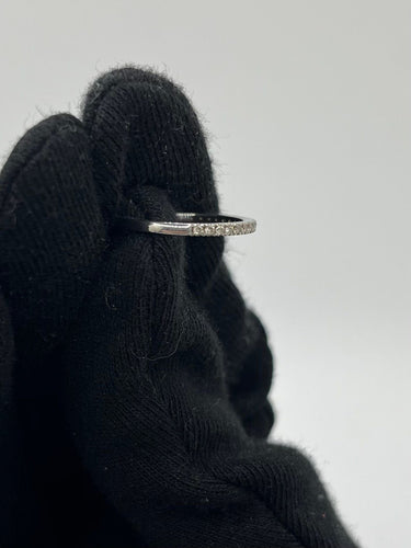 Bague 52 Demi-alliance or blanc et diamants 0,19 ct 58 Facettes 00061801