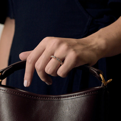 Bague 51 Bague souple en or rose et diamants 58 Facettes JR0009-51