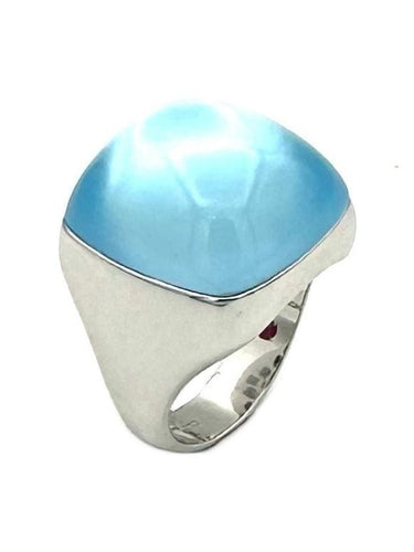Bague ROBERTO COIN. Bague or blanc 18K et topaze bleue 58 Facettes
